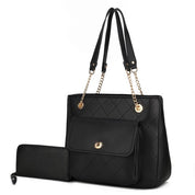 Women's Gold-tone Hardware Shoulder Bag and Wallet Set