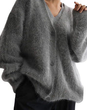 Women's Oversized Fuzzy Button Front Cardigan