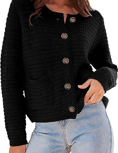 Women's Textured Button Front Cardigan