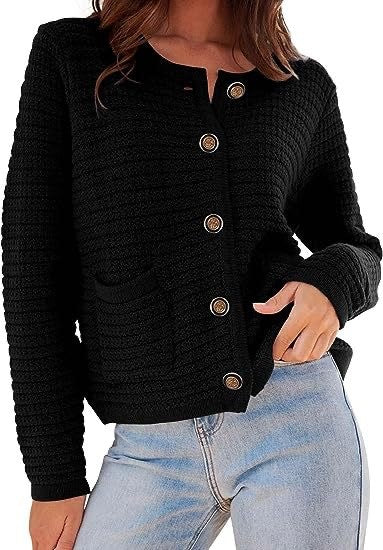 Women's Textured Button Front Cardigan