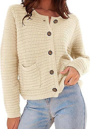 Women's Textured Button Front Cardigan