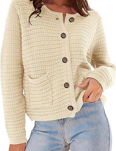 Women's Textured Button Front Cardigan