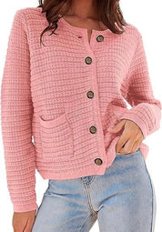 Women's Textured Button Front Cardigan