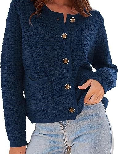 Women's Textured Button Front Cardigan