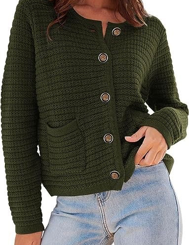 Women's Textured Button Front Cardigan