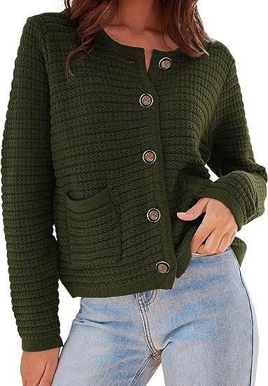 Women's Textured Button Front Cardigan