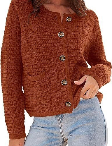 Women's Textured Button Front Cardigan