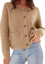 Women's Textured Button Front Cardigan