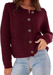 Women's Textured Button Front Cardigan