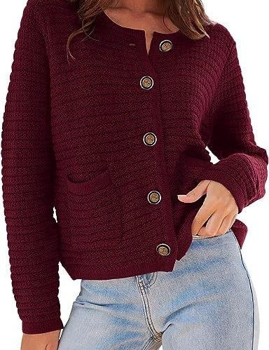 Women's Textured Button Front Cardigan