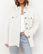 Textured button front jacket