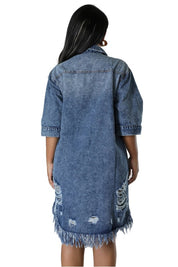Women's Oversized Denim Button-Up Dress