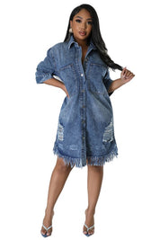 Women's Oversized Denim Button-Up Dress