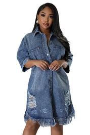 Women's Oversized Denim Button-Up Dress