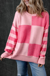 Women's Color Block Striped High Low Sweater