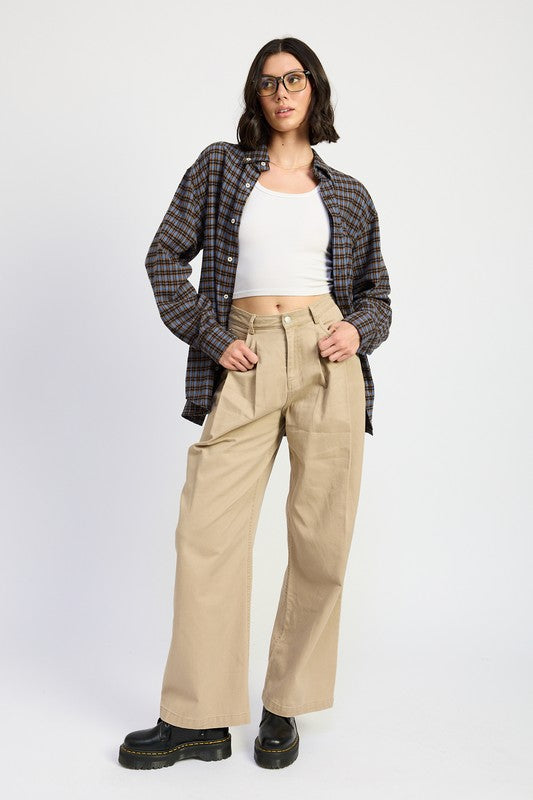 Women's Oversized Cotton Plaid Shirt