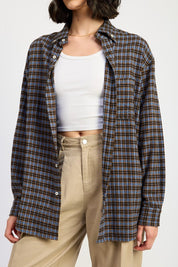 Women's Oversized Cotton Plaid Shirt