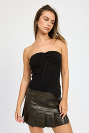 Women's Pleated Leather Skirt