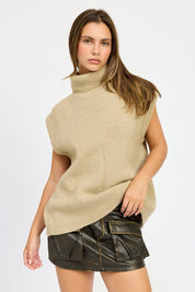 Women's Split Back Turtle Neck Sweater Top