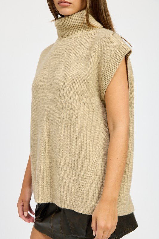 Women's Split Back Turtle Neck Sweater Top