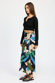 Women's Side Ruched Midi Skirt