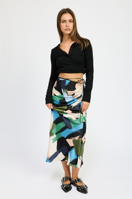 Women's Side Ruched Midi Skirt