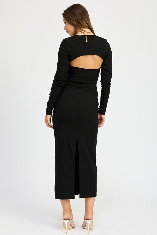 Women's Long Sleeve Cutout Midi Dress