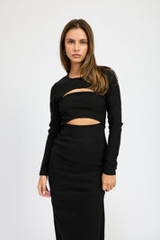 Women's Long Sleeve Cutout Midi Dress