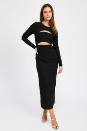 Women's Long Sleeve Cutout Midi Dress