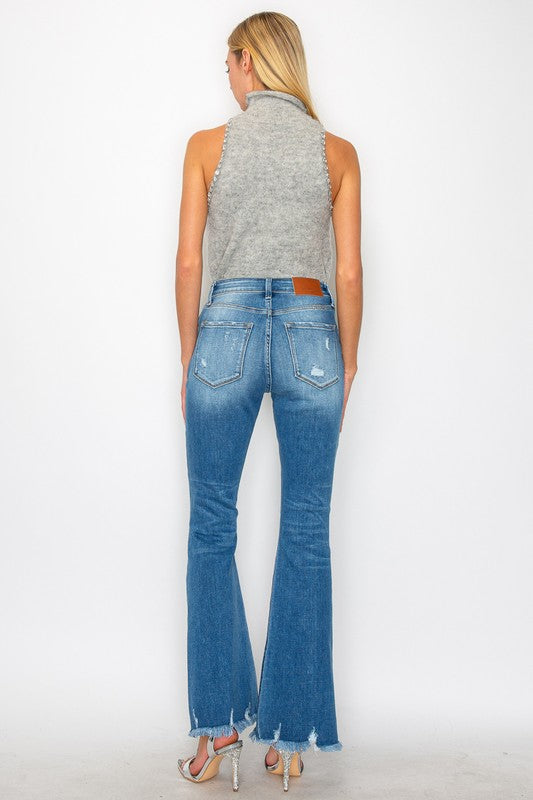 Women's Plus High Rise Distressed Flare Jeans