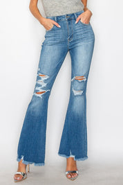 Women's Plus High Rise Distressed Flare Jeans