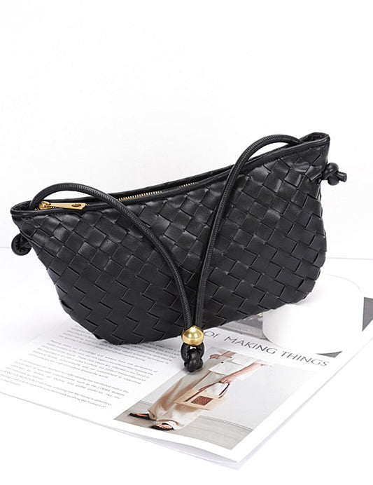 Women's Weaved Faux Leather Shoulder Bag