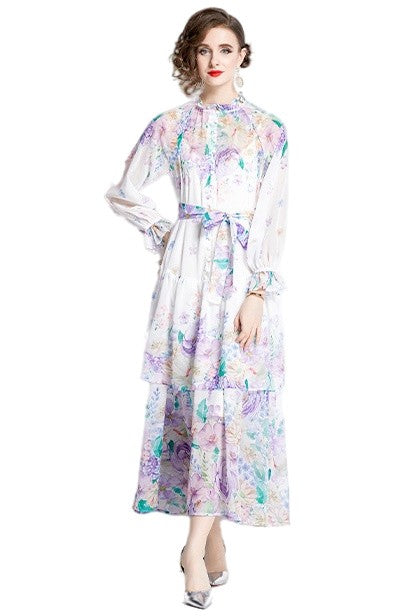 Women's Floral Print Chiffon Maxi Dress