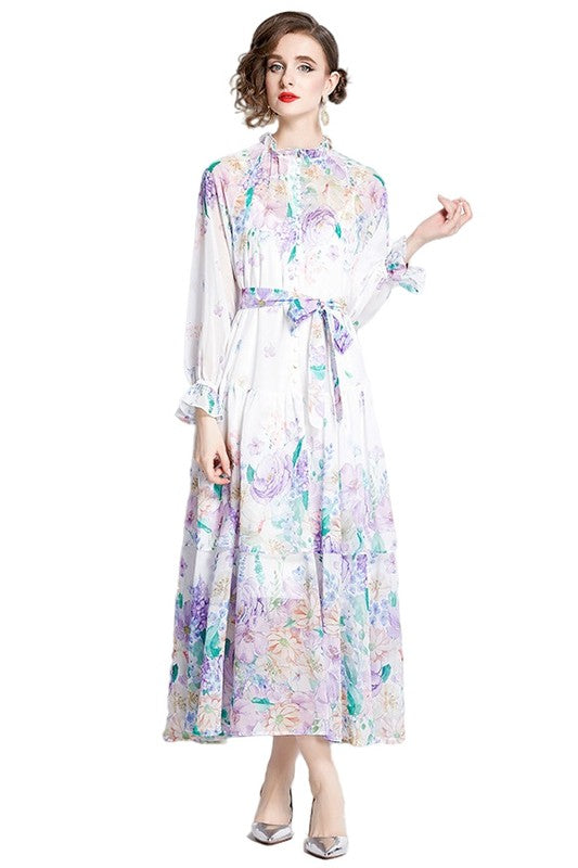 Women's Floral Print Chiffon Maxi Dress