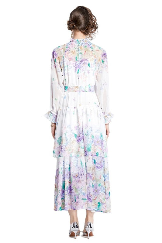 Women's Floral Print Chiffon Maxi Dress