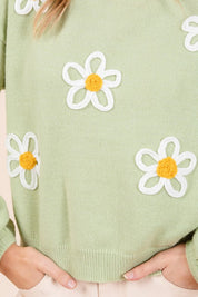 Women's Casual Floral Embroidered Knit Sweater