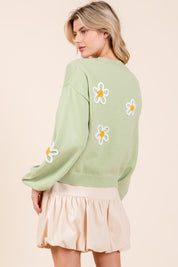 Women's Casual Floral Embroidered Knit Sweater