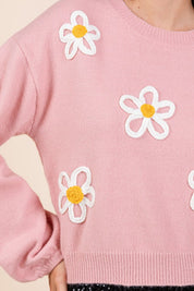 Plus Floral Embroidered Knit Sweater