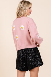 Women's Casual Floral Embroidered Knit Sweater