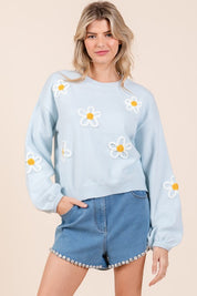 Women's Casual Floral Embroidered Knit Sweater