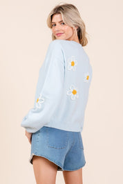 Women's Casual Floral Embroidered Knit Sweater