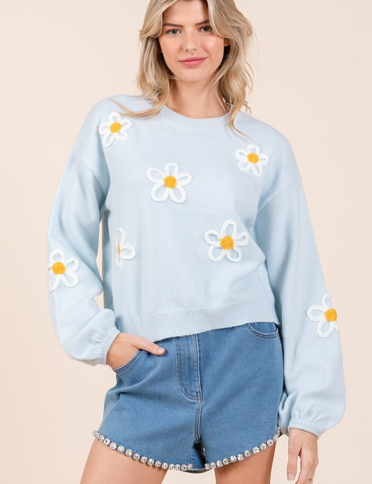 Plus Floral Embroidered Knit Sweater