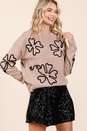 Plus Floral Embroidered Knit Sweater