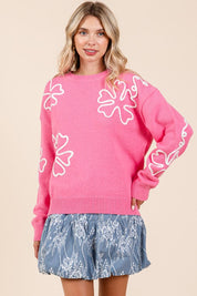 Floral Embroidered Knit Sweater