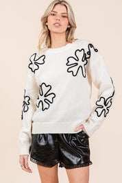 Floral Embroidered Knit Sweater