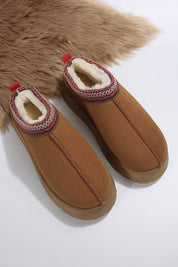 Women's Suede Plush Lined Contrast Print Snow Boots