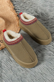 Women's Suede Plush Lined Contrast Print Snow Boots