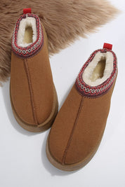 Women's Suede Plush Lined Contrast Print Snow Boots