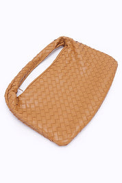 Women's Weaved Faux Leather Top Handle Shoulder Bag