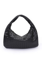 Women's Weaved Faux Leather Top Handle Shoulder Bag